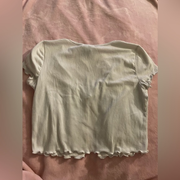 white tie up open front crop top - Picture 2 of 2